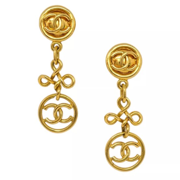 Chanel Dangle Earrings Clip-On Gold 95P/2927 144167 - Picture 1 of 4
